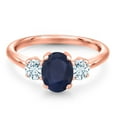 thumbnail image 3 of Gem Stone King 2.30 Ct Oval Blue Sapphire Sky Blue Aquamarine 18K Rose Gold Plated Silver Ring (Size 5), 3 of 6
