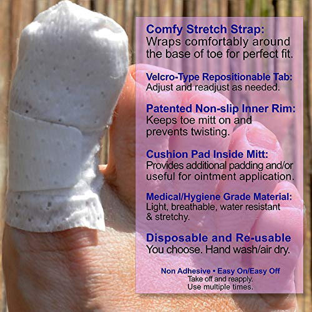 ToeMitt Big Toe Bandages Non-Adhesive (Full Coverage Big Toe Bandage) (Large 10-Pack)