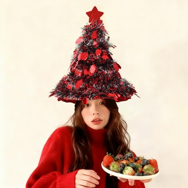 Sombrero Navideño De Plástico Adorno de estrella para la punta del árbol de Navidad: Gorro de Papá Noel, 38 x 34 x 18 cm, rojo (1 unidad) Rkxzt