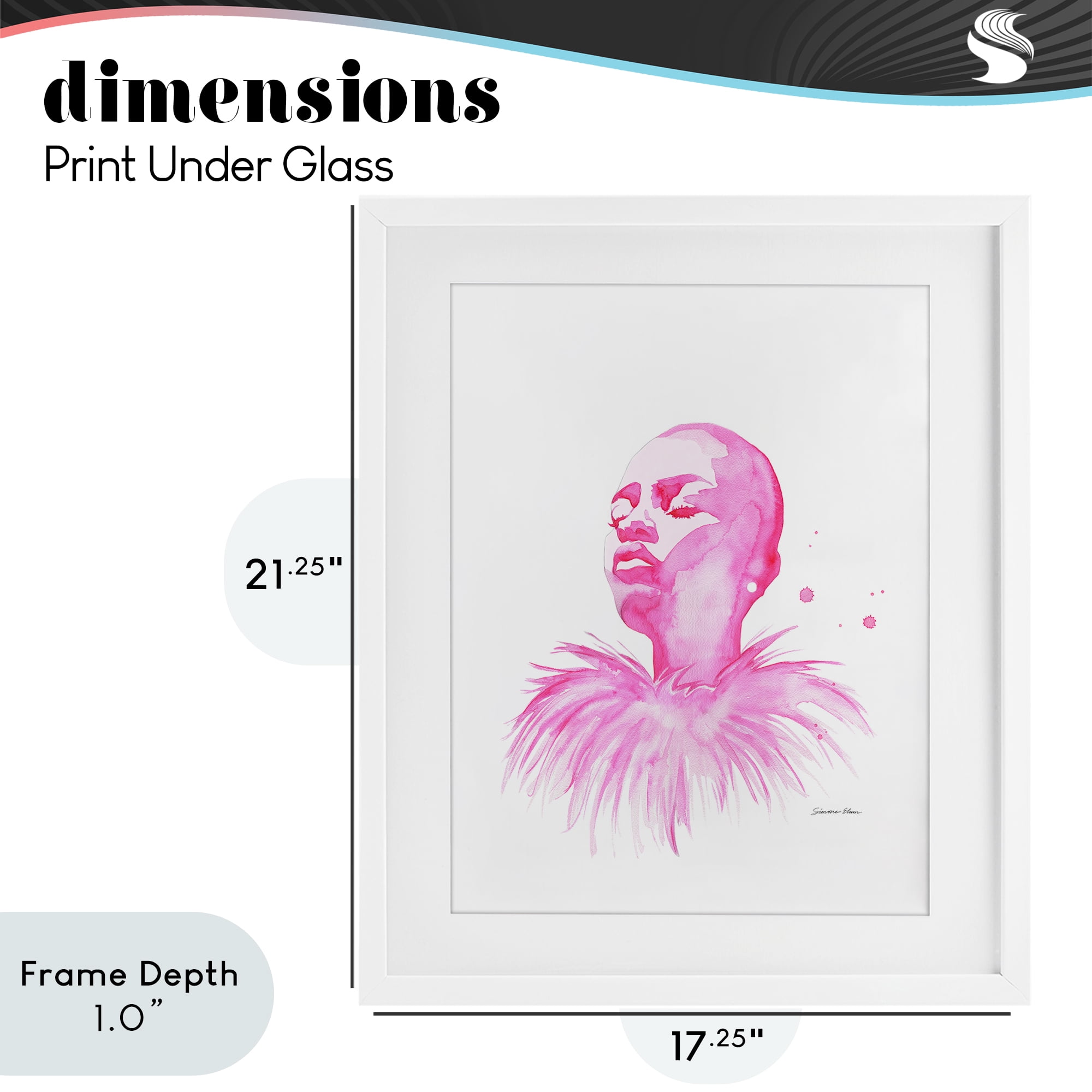 Stupell Industries In A Pink Mood Portrait White Framed Print Under Glass, design by Simone Elum