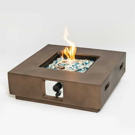 Holaki Patio Concrete Fire Pit Table Propane Fire Pit Patio Gas Fire Pit Table-Brown