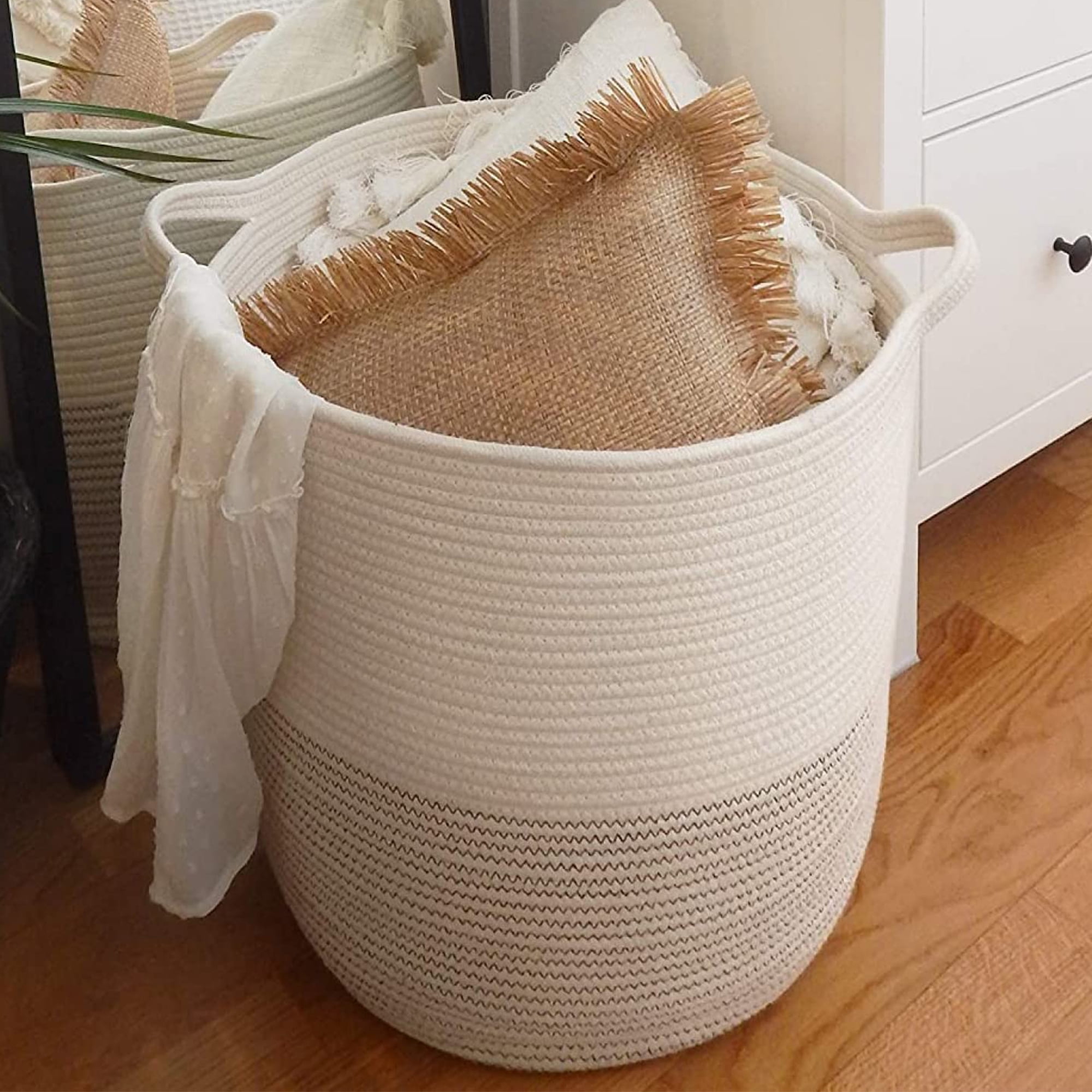 Organization Bins for Closet Cotton Rope Woven Storage Basket Foldable  Storage Basket With Handles Portable Laundry Basket For Storage Baby  Clothes Hamper 10x 10inch Long under Bed Storage Containers - Yahoo Shopping