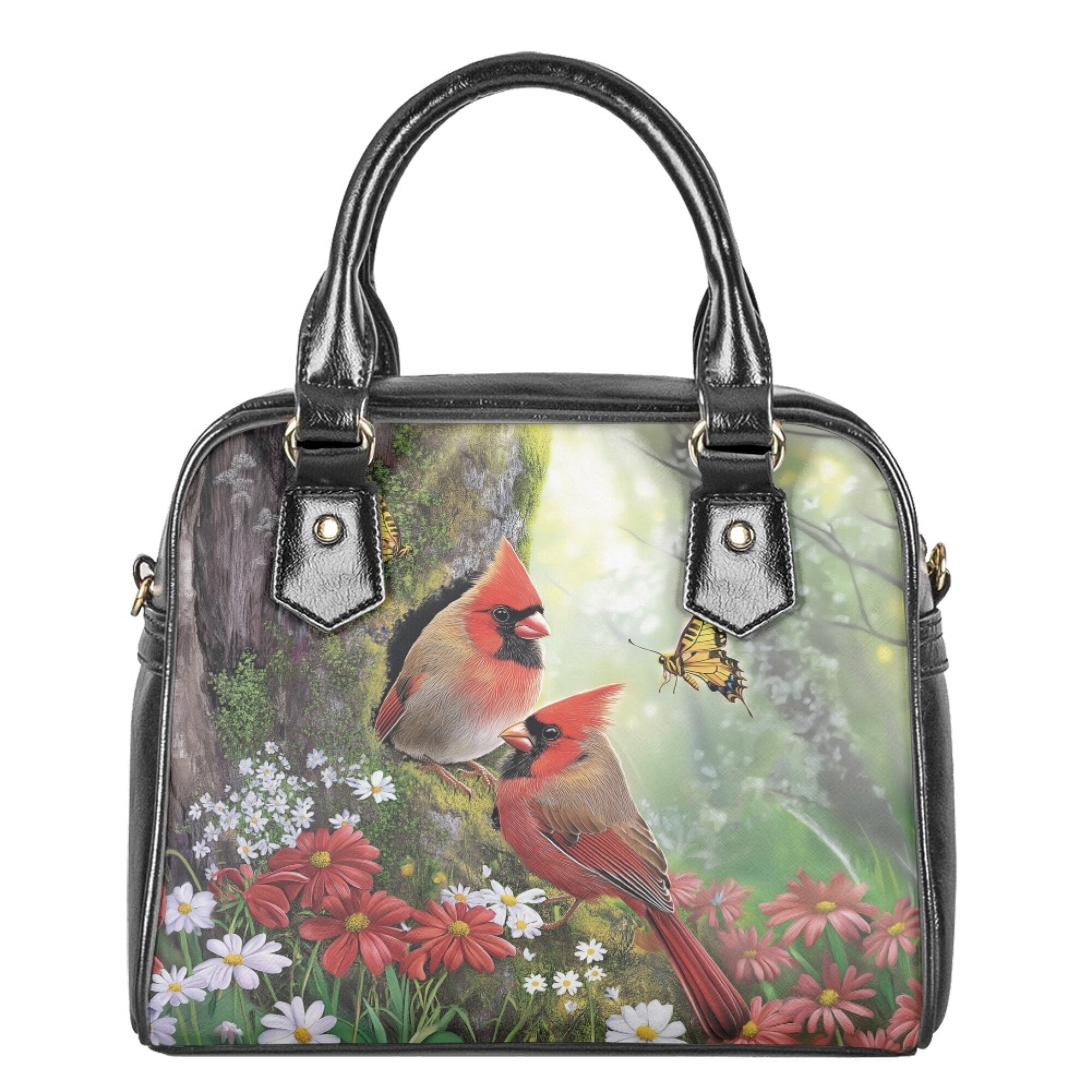 Tutolipy Hummingbird Daisy Printed Handbag Crossbody Bag with Butterfly Printed Satchel Shoulder Cross Body Bag for Women Ladies, Top Handle Satchels with Inner Pockets for Shopping, Green
