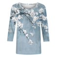 thumbnail image 5 of Utoimkio 3/4 Sleeve Fall Tops for Women Oversized 2025 Crewneck Casual Floral Print Shirts Blouses for Women, 5 of 5