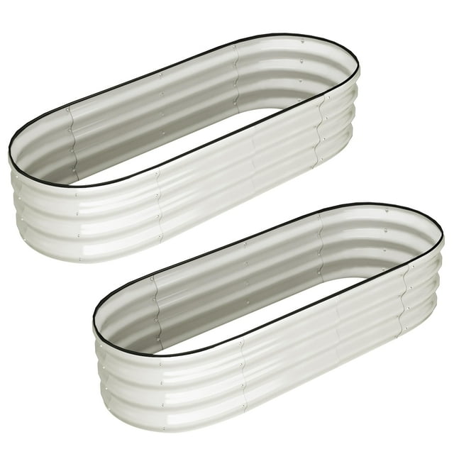 BeesClover 2 Pcs Oval Raised Garden Bed, Raised Beds for Outdoor,Planter Raised Boxes,Open-Ended Base Metal Raised Planter Beds,Large Metal Garden Box for Vegetables, Flowers, Tool-Free Assembly