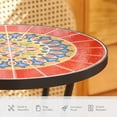 thumbnail image 4 of Patio Side Table and Plant Stand, 21" End Table with 14" Ceramic Tile Top for Porch Garden Decor, Indoor and Outdoor Mosaic Table, Living Room Bedroom Balcony Furniture for Home & Garden, Red, 4 of 9