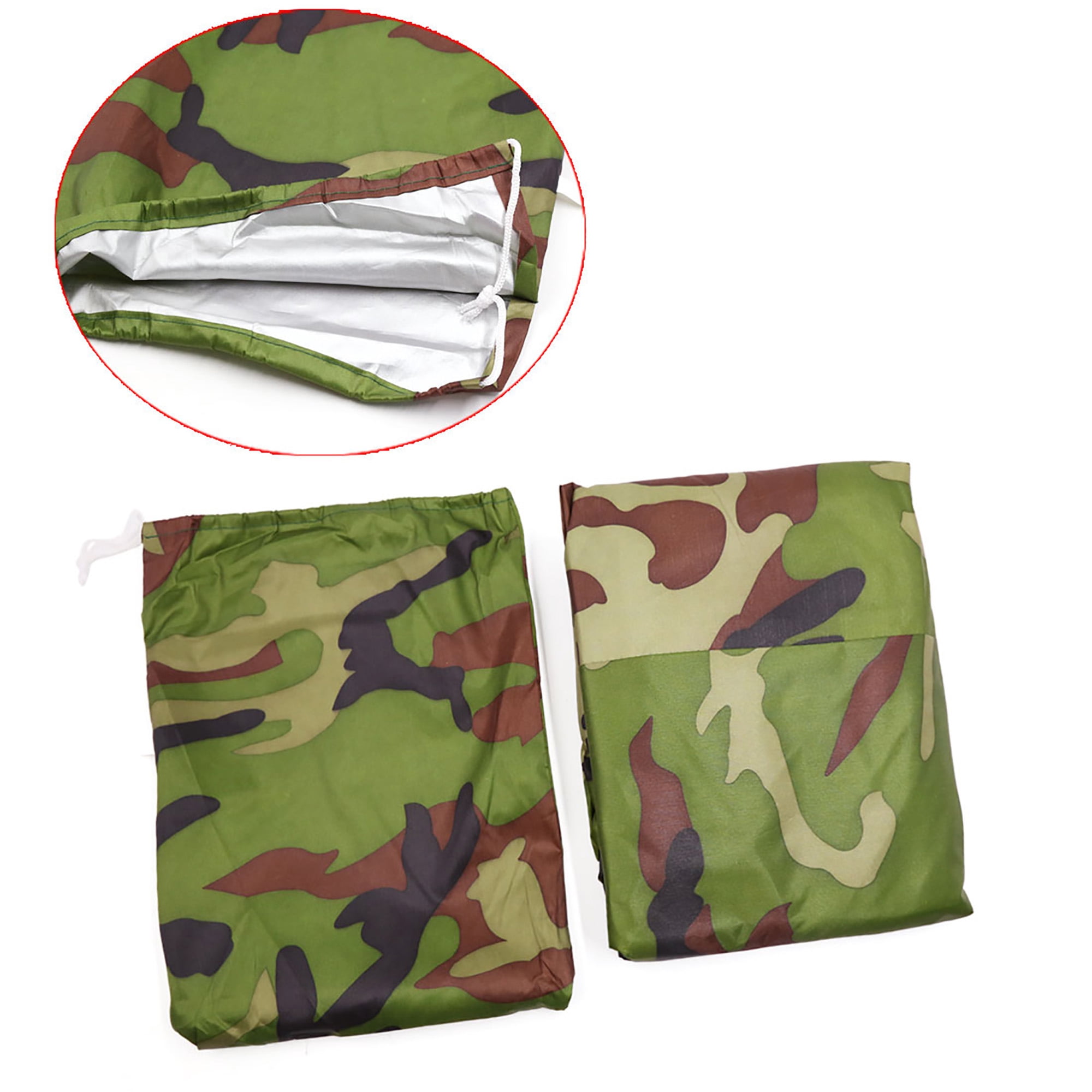 Unique Bargains 190T Rain Dust Motorcycle Cover Camouflage Outdoor Navy Green XXXL
