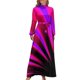 thumbnail image 2 of Vestido largo de verano con rayos de luz de neón, rosa, morado y rojo, vestido largo para playa, vestido largo para mujer, vestido de noche para mujer, 2 of 5