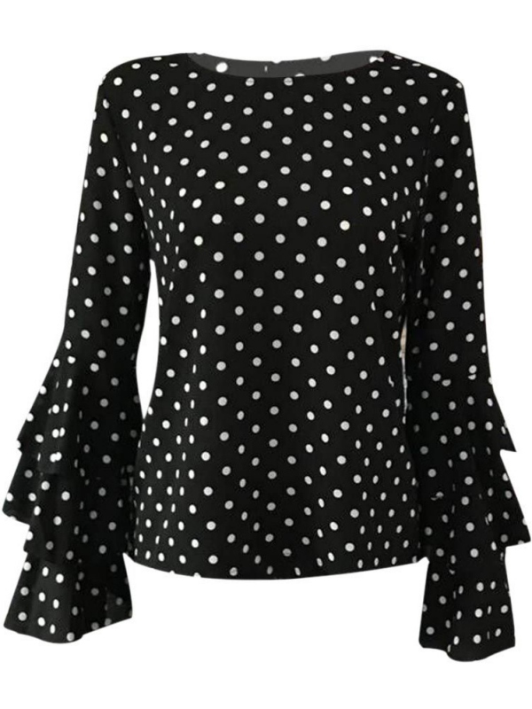 Fymall Women's Casual Ruffle Polka Dot Chiffon Shirts Blouse Tops