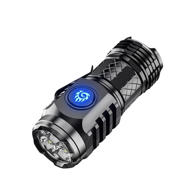 High Power Rechargeable LED Flashlight with Triple Beam Portable Outdoor Emergency Light for Home Use