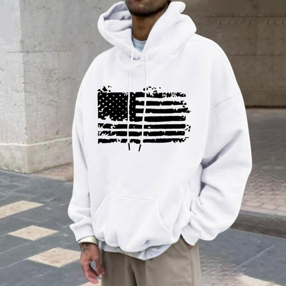 VALMASS Long Sleeve Trendy 3D Print Dropped Shoulder Halloween Loose Fit Sweatshirt Csaual Pullover Man (XL, White)