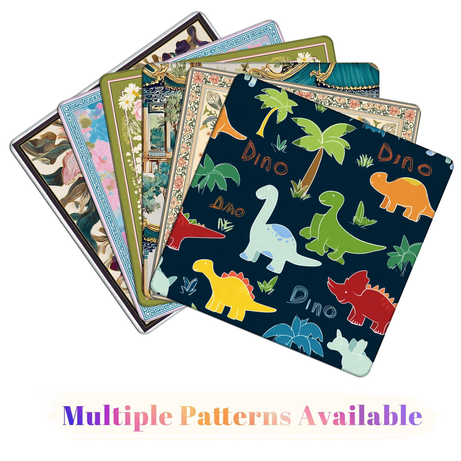 Mahjong Mat 31.5" x 31.5" seamless colorful dinosaurs dinosaur silhouette Non-Slip Noise Reduction American Mahjong Tiles Table Cover for Dominoes Poker Card Board Games Gift