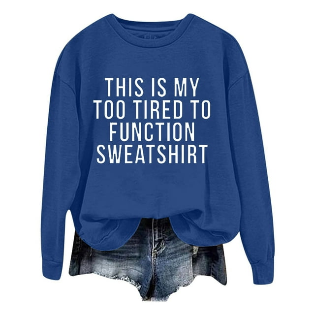 WEAIXIMIUNG Sweatshirts pour Femmes Mode Décontractée Couleur Unie Manches Longues Imprimé Lettre Col Rond Hoodie