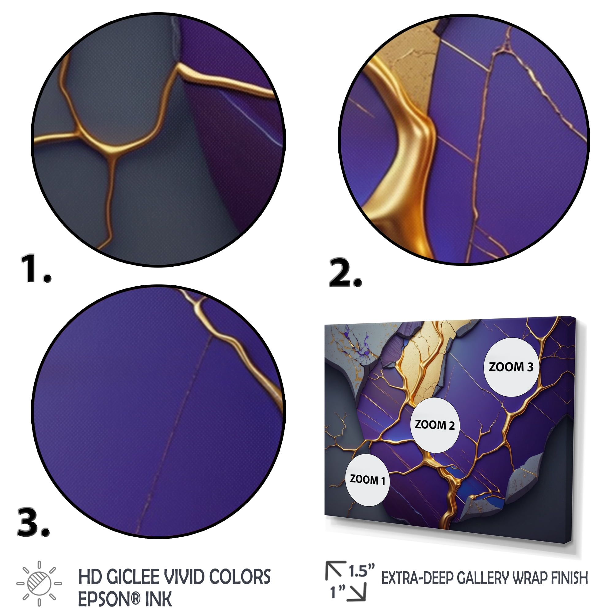 Designart Abstract Geode Purple I Canvas Wall Art