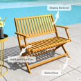 thumbnail image 6 of SSyao Wood Outdoor Bench, 2-Person Foldable Patio Acacia Wood Garden Bench with Backrest and Armrests for Garden, Porch, Park, Balcony, Teak, 6 of 10