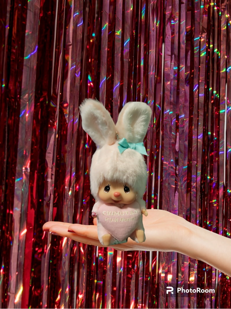 Soft Toy Monchhichi's Friend Chimutan Pink Bunny Rabbit Keychain