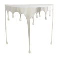 thumbnail image 6 of DecMode 36" x 32" Silver Aluminum Metal Half Moon Drip Abstract Console Table with Melting Designed Legs and Black Glass Top, 1-Piece, 6 of 12