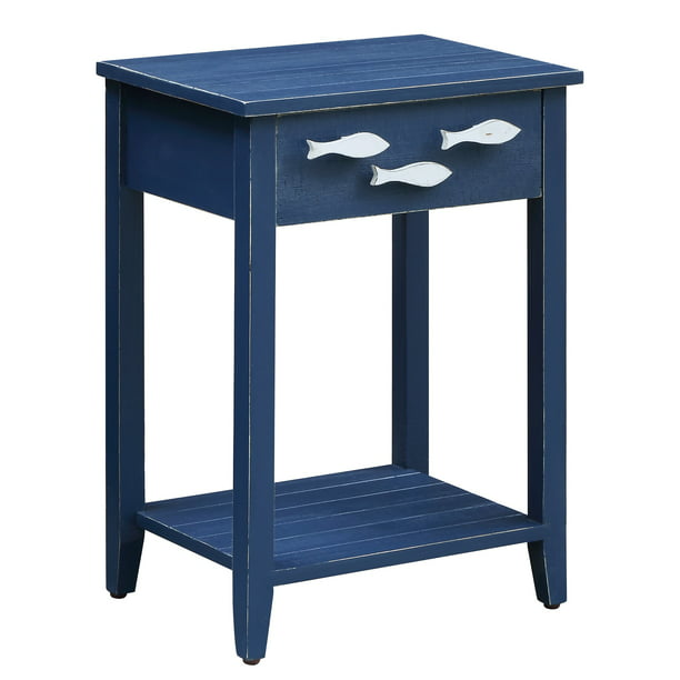 Nautical Navy 1 Drawer Accent Table W, Navy Side Table With Drawers