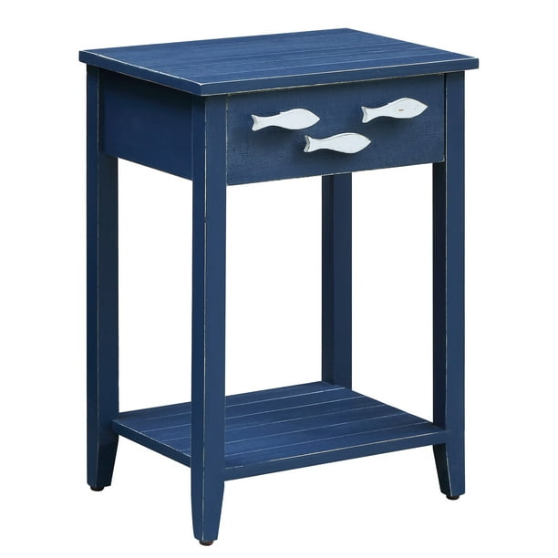 Nautical Navy 1 Drawer Accent Table W Fish Hardware Com Nautical Navy 1 Drawer Accent Table W, Navy Side Table With Drawers