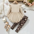 thumbnail image 6 of WOYY Toddler Girls Outfits Ruffle Long Sleeve Dress Leopard Pants 2Pcs Set, Sizes 4-5T, 6 of 6