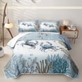 thumbnail image 2 of Erosebridal Crab Ocean Print Twin Quilt Set,Marine Animals Twin Coverlet Set For Boys,2-Piece, 2 of 7