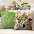 thumbnail image 3 of Hello Spring Gnome Decorative Throw Pillow Covers 18 x 18 Set of 4, Just Bloom Tulip Flower Green Porch Patio Outdoor Pillowcase, Floral Pot Butterfly Seasonal Cushion Case Home Decor, 3 of 5