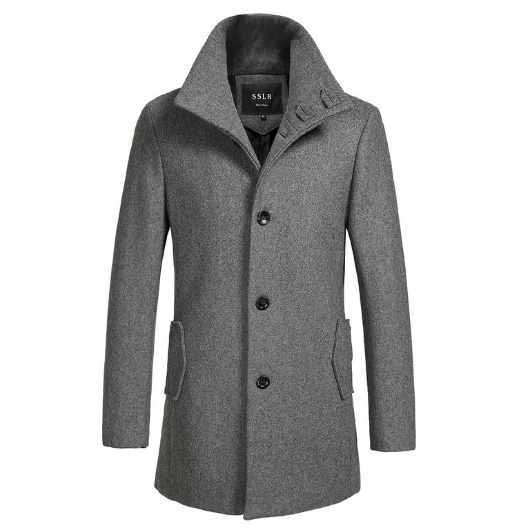 SSLR Mens Winter Coats Slim Fit Wool Pea Coat British Single SSLR Mens Winter Coats Slim Fit Wool Pea Coat British Single