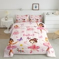 thumbnail image 2 of Manfei Cute Ballet Girl Queen Comforter Set for Child, Dance Princess Bedding Sets, Pink Butterfly Bedding Comforter Set, Super Cozy Bedroom Decor Reversible 3 Pieces, 2 of 8