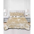 thumbnail image 2 of Quilts Full Size Bedding Set, Light Brown Coastal Starfish Lightweight Quilted Comforter, Nautical Summer Beach Ocean Soft Reversible Bedspread Coverlet with Pillow Covers for All Season, 78" x 90", 2 of 7