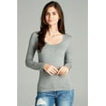 thumbnail image 3 of Emmalise Women's Plain Basic Scoop Neck Long Sleeve TShirt Tee - H Gray, 3XL, 3 of 5