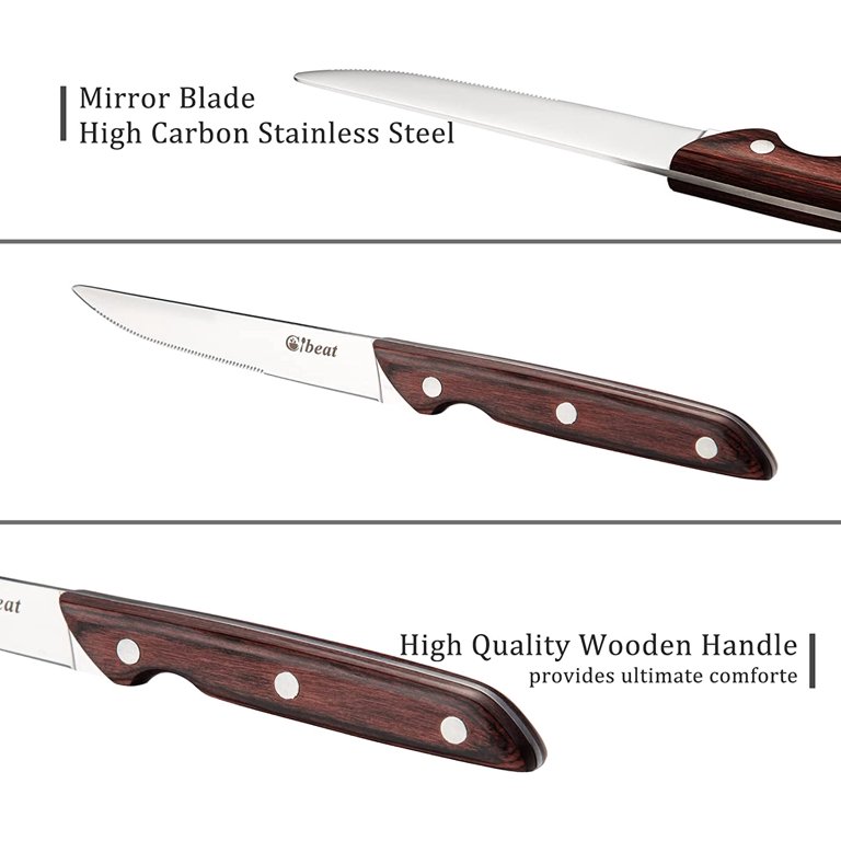9 in Steak Knife Set, 4pcs Steak Knives Set, High Carbon German Stainless  Steel