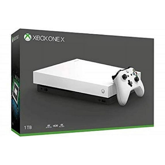 Restored Microsoft Xbox One X 1TB, 4K Ultra HD Gaming Console in White, FMQ-00074 (Refurbished)