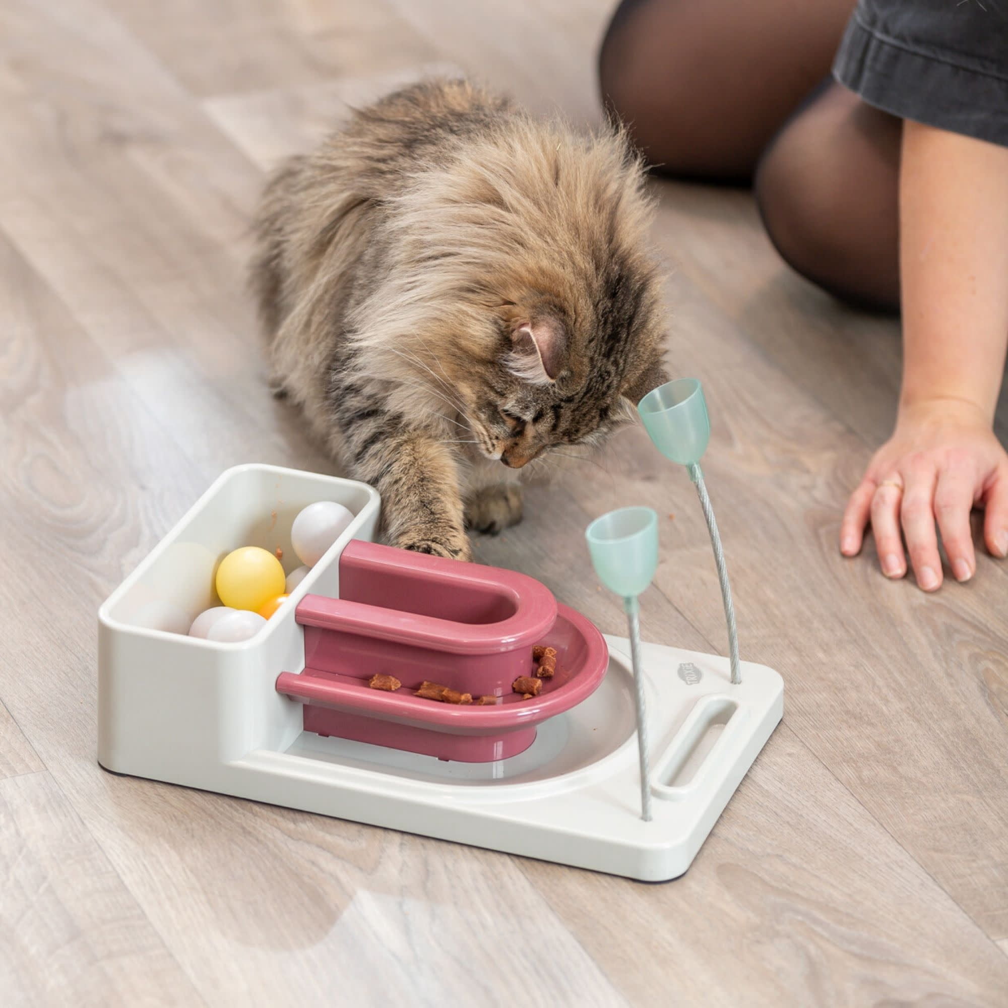 TRIXIE Fantasy Board Strategy Game for Cats, Puzzle Toy, Treat Dispenser, Interactive Play, Mauve/Mint