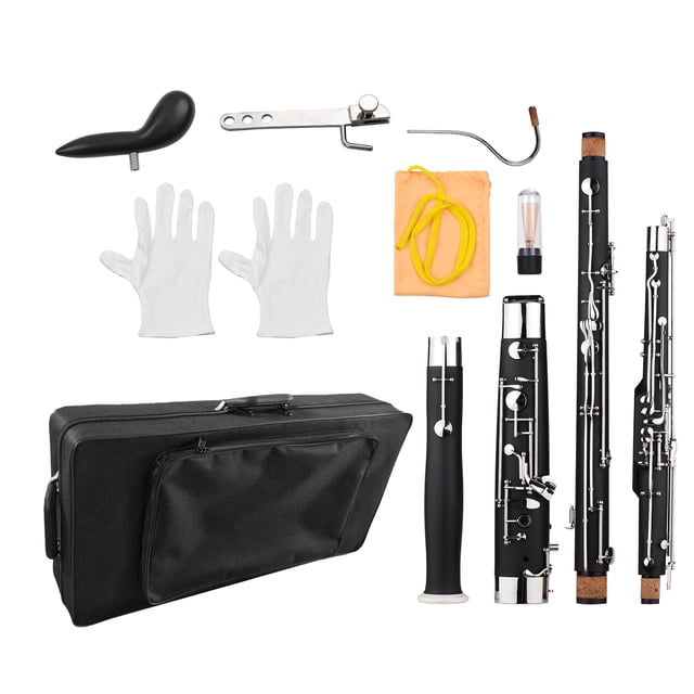 C Professional C Key Bassoon Woodwind Instrument Synthetic Wood Body Cupronickel Silver-plated & Nickel-Plated Keys with Reed Gloves Cleaning Cloth Carrying Case
