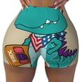 thumbnail image 2 of Fotbe Cool Dino Playing Skateboard Shorts Sin Costuras – Shorts Deportivos de Cintura Alta para Mujer, Elásticos para Gimnasio, Yoga, Running o Ciclismo-Large, 2 of 8