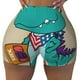 thumbnail image 2 of Fotbe Cool Dino Playing Skateboard Shorts Sin Costuras – Shorts Deportivos de Cintura Alta para Mujer, Elásticos para Gimnasio, Yoga, Running o Ciclismo-Small, 2 of 8
