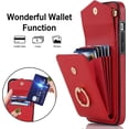 thumbnail image 3 of Phone Case for iPhone 11 Pro 5.8 Wallet Cover with Tempered Glass Screen Protector and RFID Blocking Ring Stand Card Holder Cell Accessories iPhone11pro iPhone11 i XI 11s 11pro Women Men Red, 3 of 11