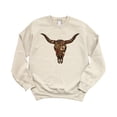 thumbnail image 7 of Western Longhorn Skull Sweatshirt for Women Vintage Cow Skull Graphic Pullover Sand Sweatshirt Adult X-Large, 7 of 7