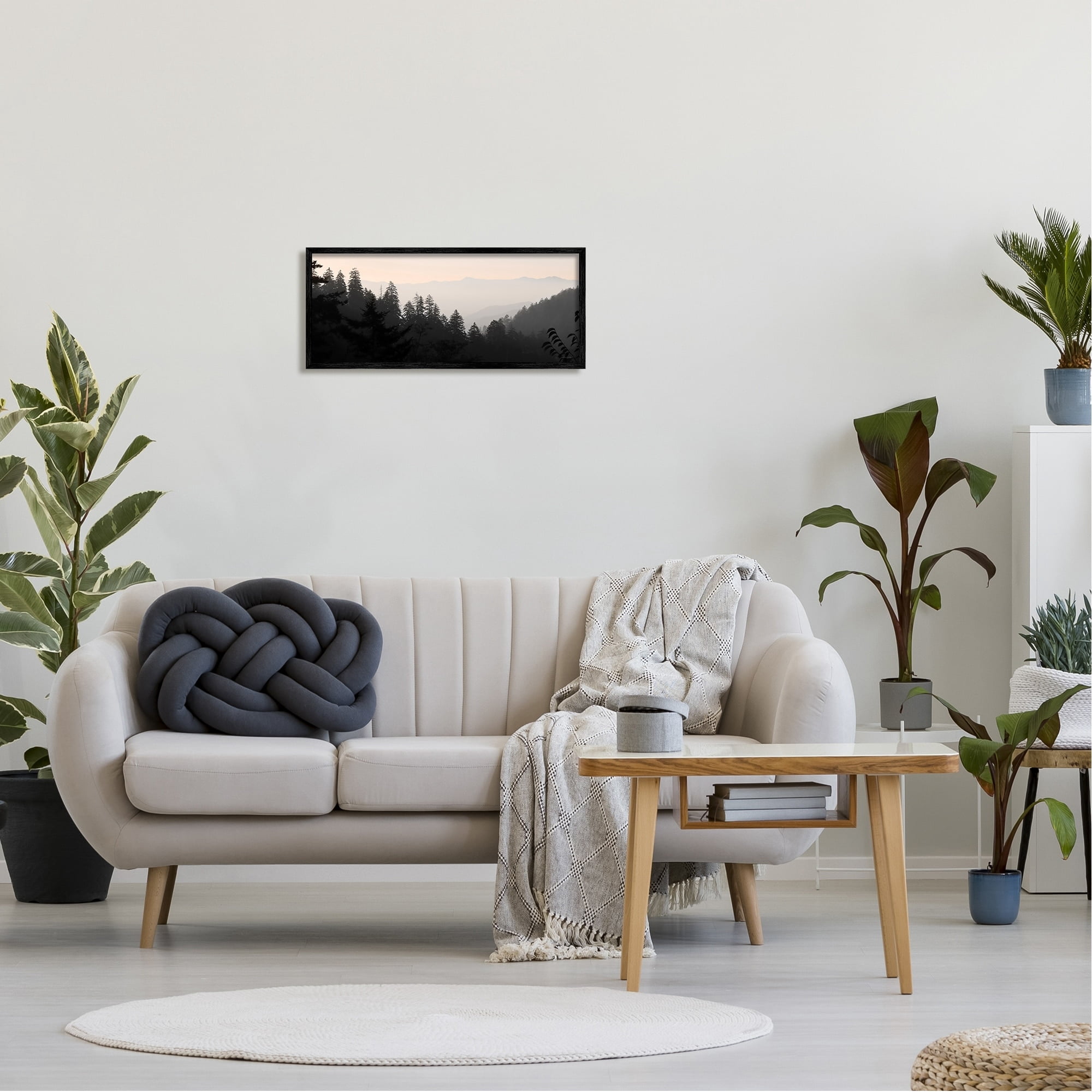 Stupell Industries Woodland Forest Nature Silhouette Warm Sky Mountains Photograph Black Framed Art Print Wall Art, Design by Lori Deiter
