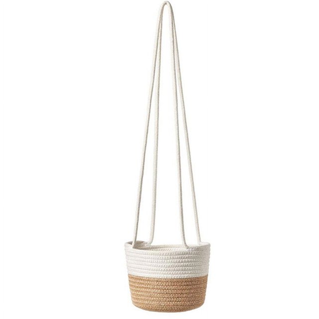 Colgador de plantas tejido de paja, soporte decorativo para plantas, macetero colgante para exteriores