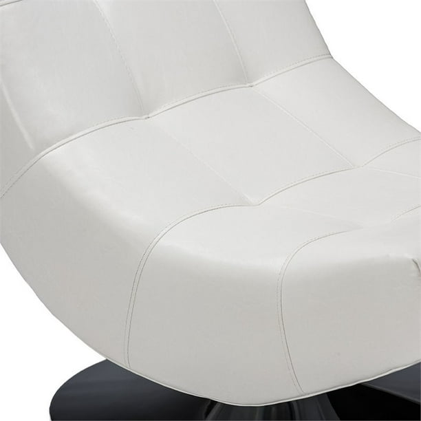 Baxton Studio Elsa Faux Leather Swivel Accent Chair in White