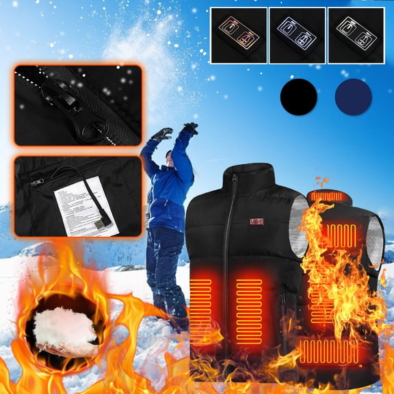 Nsxcdh Outdoor Warm Clothing Heated Jacket Riding Skiing Fishing Polyester Rayon Hooded 7 Sizes 9 Heating Zones USB Charging Casual Winter Women Men Gift Card