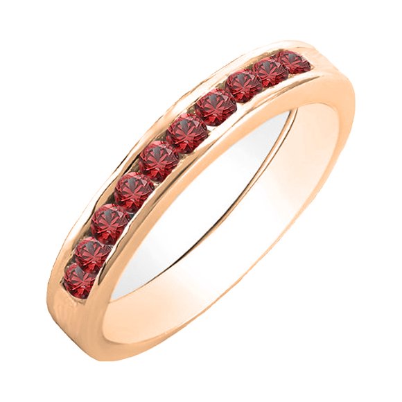 0.65 Carat (ctw) 14k White Gold Round Red Ruby & White Diamond Ladies Bridal Engagement Ring Set With Matching Band(No C