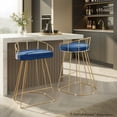 thumbnail image 2 of Canary Contemporary-Glam Counter Stool In Gold With Blue Velvet - Set Of 2, 2 of 6