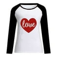 thumbnail image 2 of Adeawade Valentine'S Day Womens Tshirt Love Print Tee Loose Raglan O-Neck Long-Sleeved Sweatshirt Top Casual Clothing 2Xl Black, 2 of 3