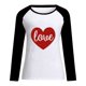 thumbnail image 2 of Camiseta Bouanq para mujer con corazón de amor, camiseta raglán con corazón, camiseta con estampado de letras de amor para el Día de San Valentín, 2 of 4