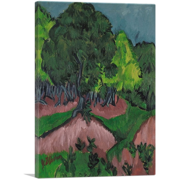 ARTCANVAS Landscape with Chestnut Tree 1913 Canvas Art Print by Ernst Ludwig Kirchner - Size: 26" x 18" (1.50" Deep)