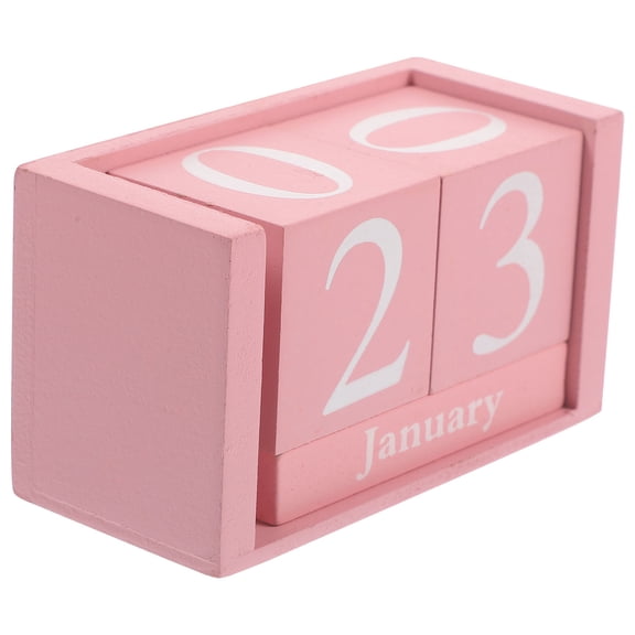 MIPCASE Daily Desk Calendar Wooden Date Calendar Pink 1Pcs