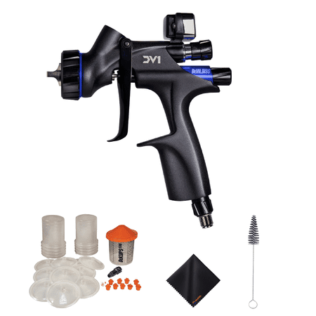 DevilBiss 704504 DV1 Basecoat Spray Gun 24 oz Demo Dekups - DPC-44 Cup Cleaning Brush & Cloth - Kit