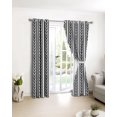 thumbnail image 3 of Black Botanical Blackout Curtains Light Blocking Print Window Curtains, Modern Farmhouse Striped Thermal Insulated Window Drapes for Living Room Kitchen Cafe (2 Panels, 84"W x 84"L), 3 of 3